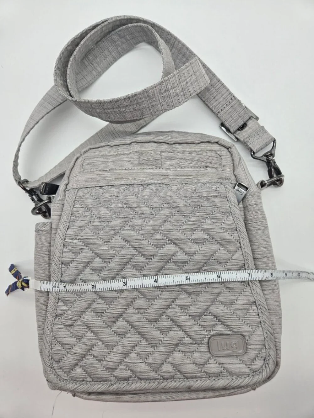Lug Flapper Gray Nylon Convertible Crossbody Belt Bag Live Laugh Love